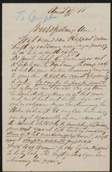 Bernard te Gempt, Brief aan anoniem