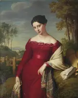 Eduard Friedrich Leybold, Portrait of a Young Lady in a Red Dress