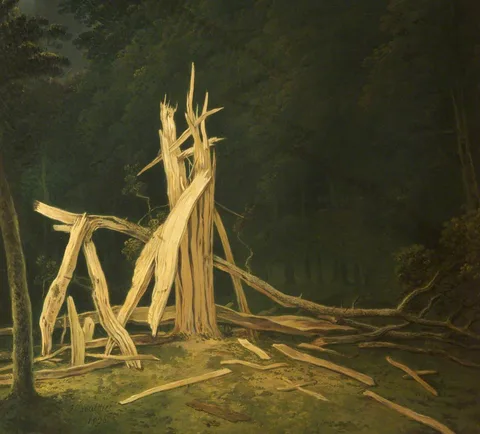 John Boultbee, An Oak Tree struck by Lightning in Dunham Park