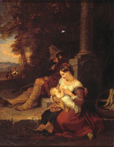 Penry Williams, Pilgrims Reposing at a Cross