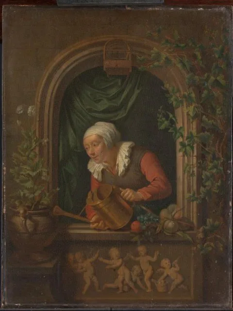 Louis de Moni, Woman Watering a Plant