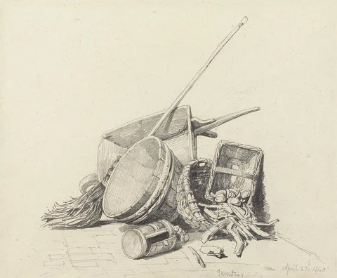Henry Harris Lines, Still Life with Wheelbarrow and Baskets, April 27, 1840