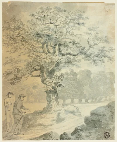 Gilbert Stuart Newton, Landscape with Two Male Figures