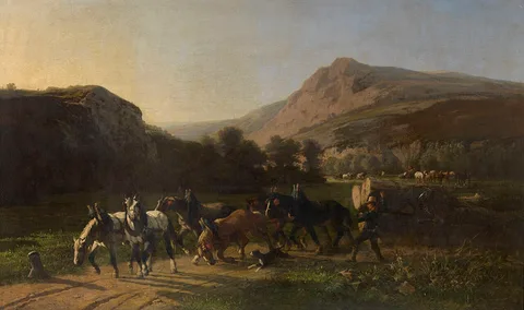 Paul Van der Vin, Landscape in the Ardennes with Figures and Animals