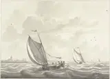 Nicolaas Wicart, Schip onder zeil op de Maas, in de verte de dorpen Oud en Nieuw Beijerland