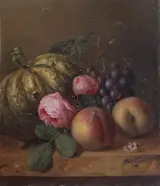Henri Robbe, Still Life with Flowers and Fruits