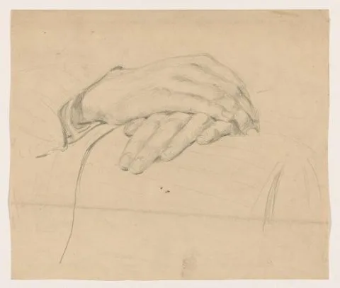 Anton Abraham van Anrooy, Studie van handen voor het (onvoltooide) olieverfschilderij van de Nederlandse rechtbank in Londen, juni 1942.