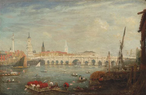 Frederick Nash, The Monument and London Bridge