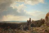 Wilhelm Riedel, Landscape with Ruins in the Rhön Mountains (Rhön, Landscape with Ruins in Mittelgebirge)