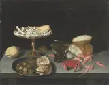 Francesco Codino, Figs, olives, and a quartered orange on a silver platter