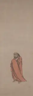 Unkoku Tōeki, Bodhidharma, from a triptych of Bodhidharma and Landscapes of the Four Seaons