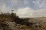 John Wright Oakes, Landscape, Woman by River