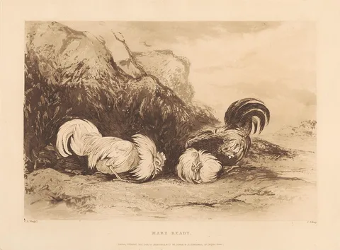 James Fahey, Rural Chivalry; A Series in six plates of Fighting Cocks: 2. Make Ready