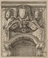 Carlo Antonio Buffagnotti, Architectural Motif with Three Shields, Two with Figures
