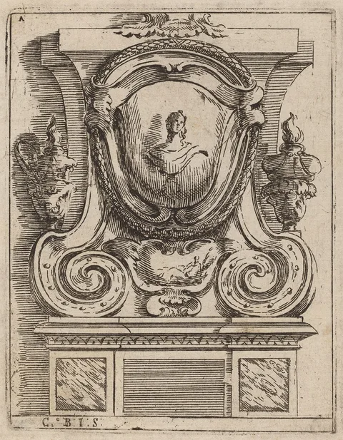 Carlo Antonio Buffagnotti, Architectural Motif with Bust and Two Lamps