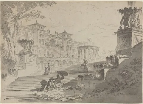 Pierre Lelu, Fantasy on the Villa Medici with Fountains