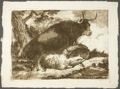 Pierre Lelu, A Bull and Two Sheep