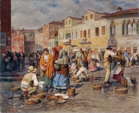 Carl Feiertag, Fish market in Venice
