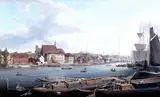 Ludwig Eduard Lütke, View of Szczecin from the Oder side with the church of St. John