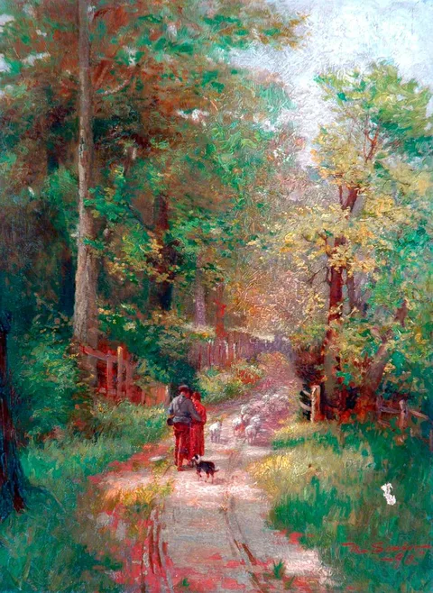 Mark Senior, Landscape with Figures on a Path