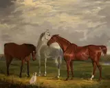 Henry Calvert, Three Horses of the 2nd Lord de Tabley and His Dog, 'Vic'