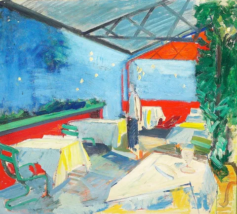 Axel Bentzen, A café with a waiter.