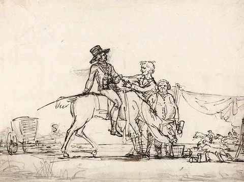 Raphael Lamar West, A Horseman and Other Figures at a Race-Course