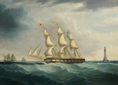 Joseph Heard, Allerton (1822) passing the Eddystone Lighthouse