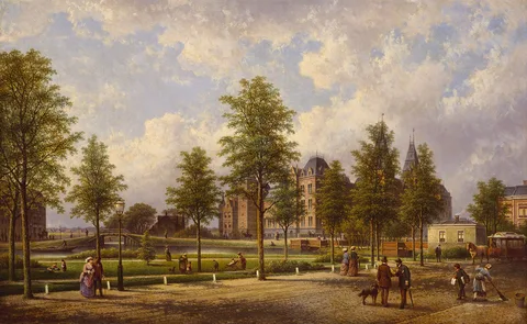 Johannes Hilverdink, View of the Rijksmuseum from the Weteringschans