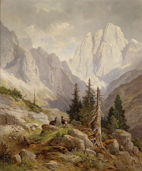 Leopold Munsch, Chamois in the High Mountains