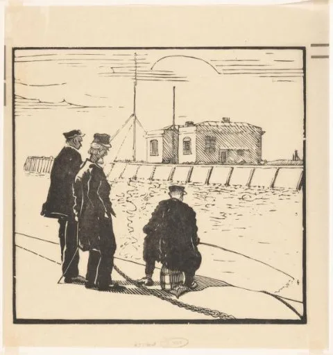 Dirk Nijland, Drie mannen op een kade