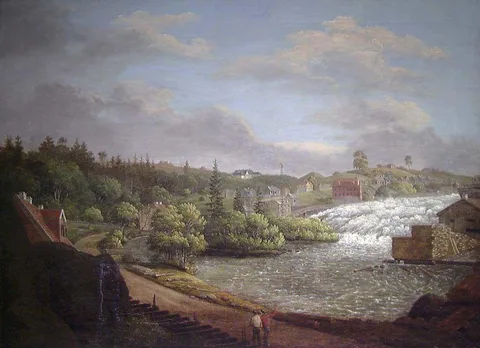 Ferdinand Jonas Gjøs, Norwegian Landscape with Waterfall
