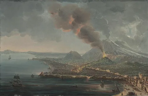 Pietro Antoniani, The Torre del Greco with the Eruption of Mount Vesuvius beyond