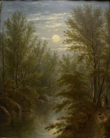 Fred Pansing, Woodland Creek in Moonlight