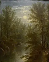 Fred Pansing, Woodland Creek in Moonlight