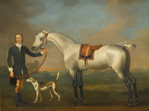 Thomas Spencer, A Gray Hunter Held by a Groom