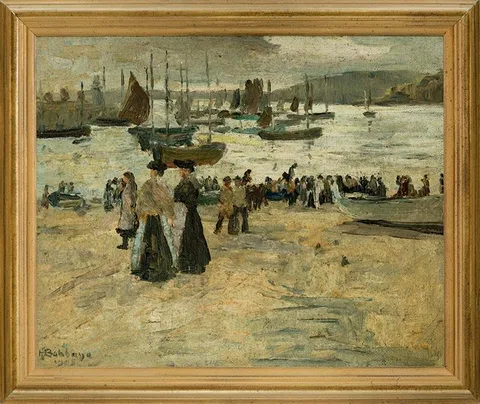 Herbert Ivan Babbage, Untitled (Beach Scene with Figures)