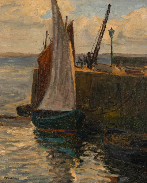 Herbert Ivan Babbage, Untitled (Sailing Boat tied to a Wharf, St Ives)
