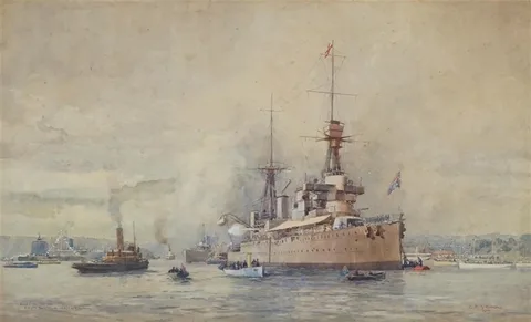 Charles E. S. Tindall, Back From the War: H.M.S Australia at Her Old Moorings, 1919