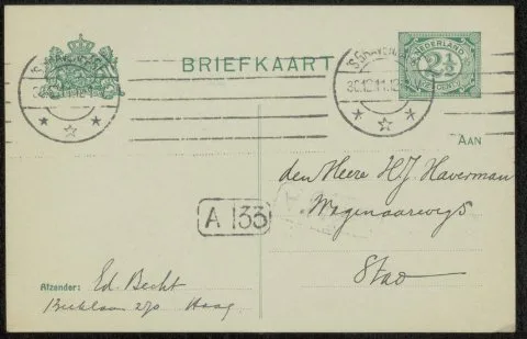 Eduard August Becht, Briefkaart aan Philip Zilcken