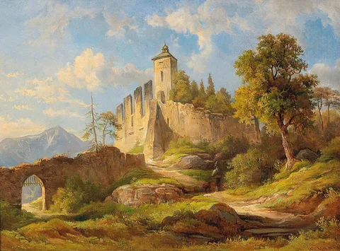 Wilhelm Erhardt, View of Gutenstein and the Schneeberg