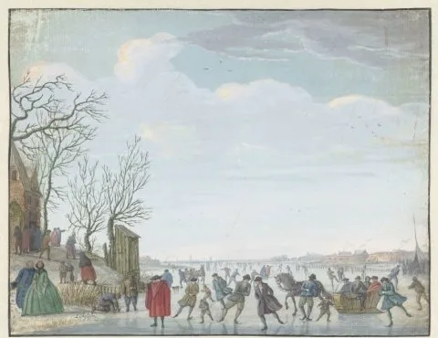 Louis Chalon, Winterlandschap met ijsvermaak