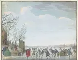 Louis Chalon, Winterlandschap met ijsvermaak