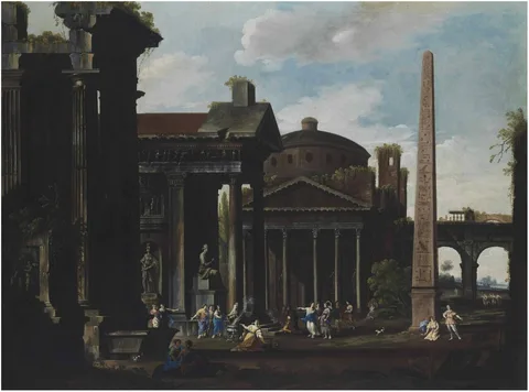 Domenico Roberti, An architectural capriccio of the Pantheon and other buildings