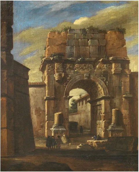 Domenico Roberti, Capriccio with a view of the Arch of Titus