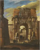 Domenico Roberti, Capriccio with a view of the Arch of Titus