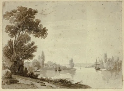 William Henry Stothard Scott, River Scene with Boats