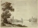 William Henry Stothard Scott, River Scene with Boats