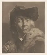 Johann Lorenz Haid, Portret van een onbekende jongeman met baret en bontkraag
