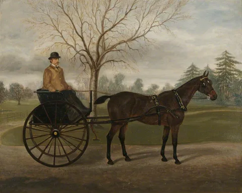 F. Clifton, The Carriage Horse 'Minnie' with a Groom in a Buggy in the Grounds of Florence Court